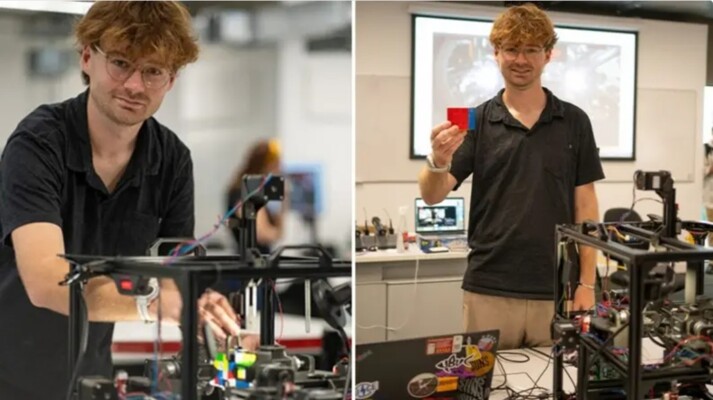 روبوت يحل مكعب روبيك بسرعة لا تستطيع العين المجردة متابعتها !